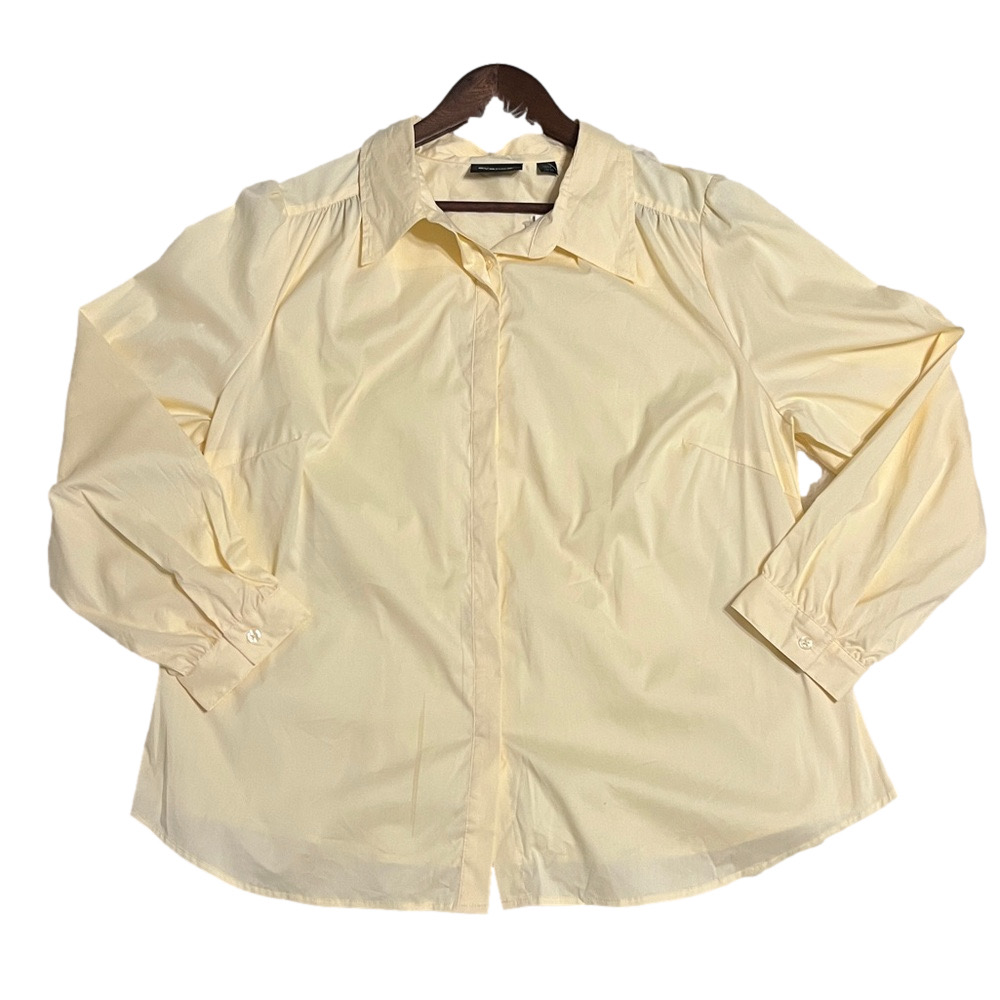Avenue Light Yellow Button-Front Blouse